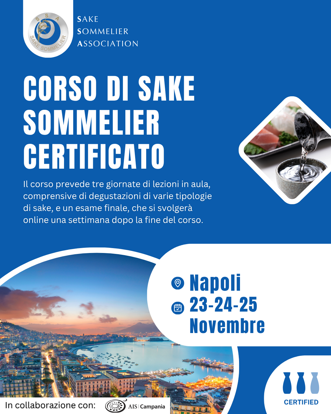 Corso di Sake Sommelier Certificato - Novembre 2026, Napoli