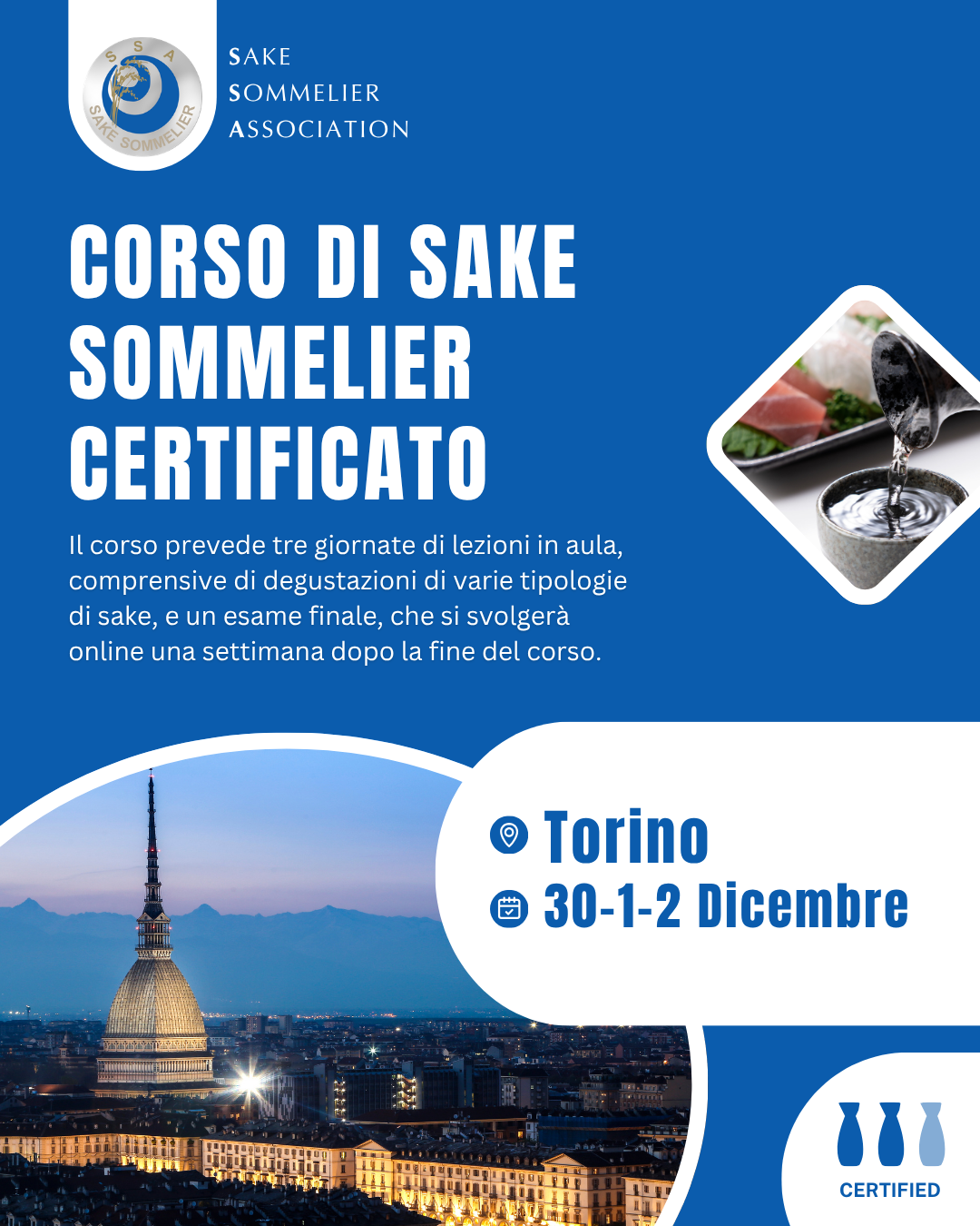 Corso di Sake Sommelier Certificato - Novembre 2026, Torino