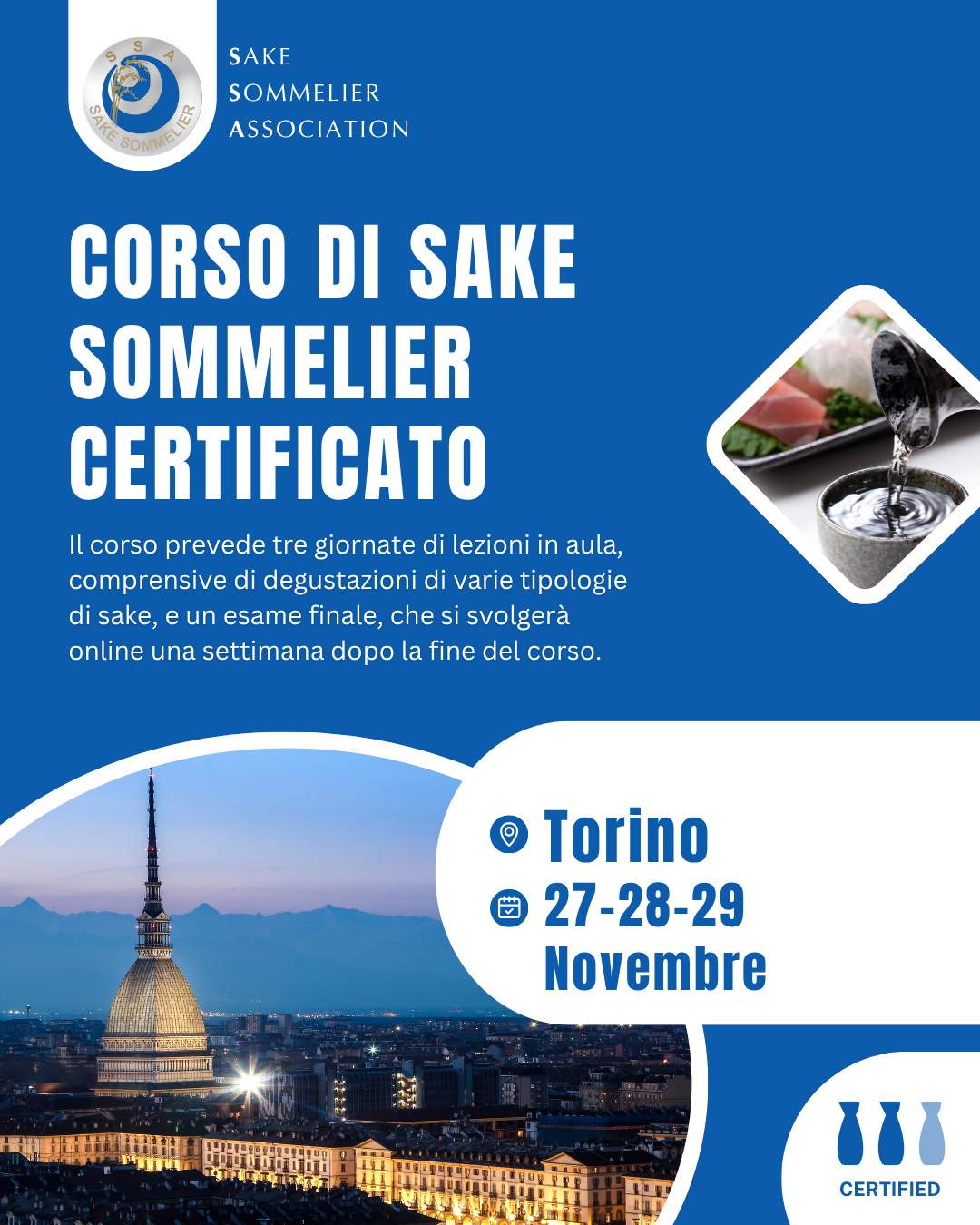 Corso di Sake Sommelier Certificato - Novembre 2026, Torino