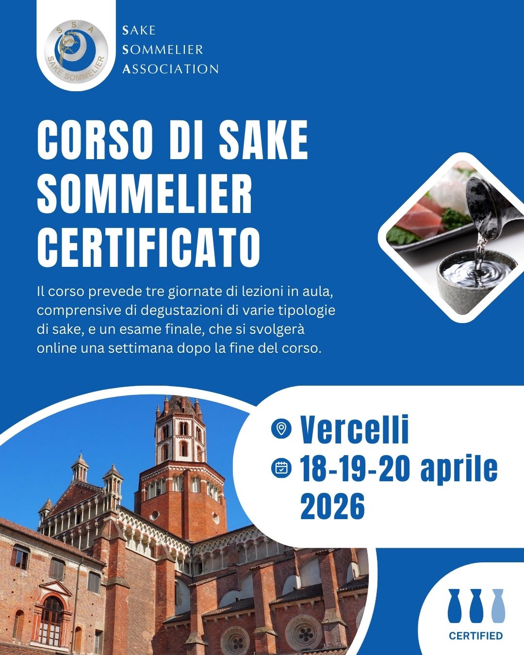 Corso di Sake Sommelier Certificato - Aprile 2026, Vercelli