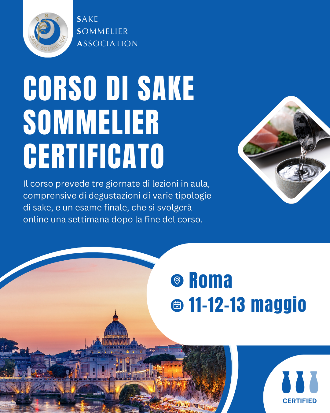 Corso di Sake Sommelier Certificato - Maggio 2026, Roma