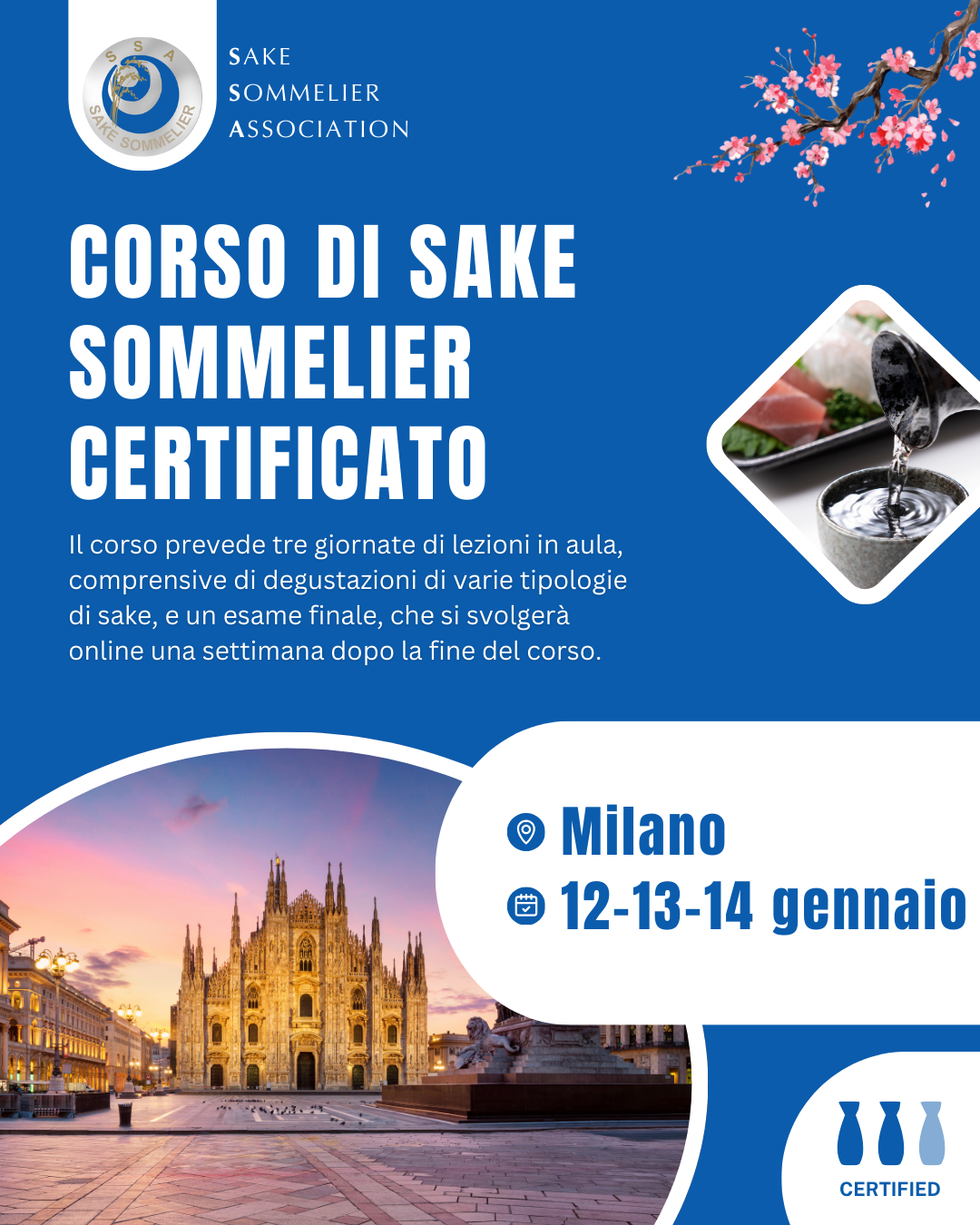 Corso di Sake Sommelier Certificato - Gennaio 2026, Milano