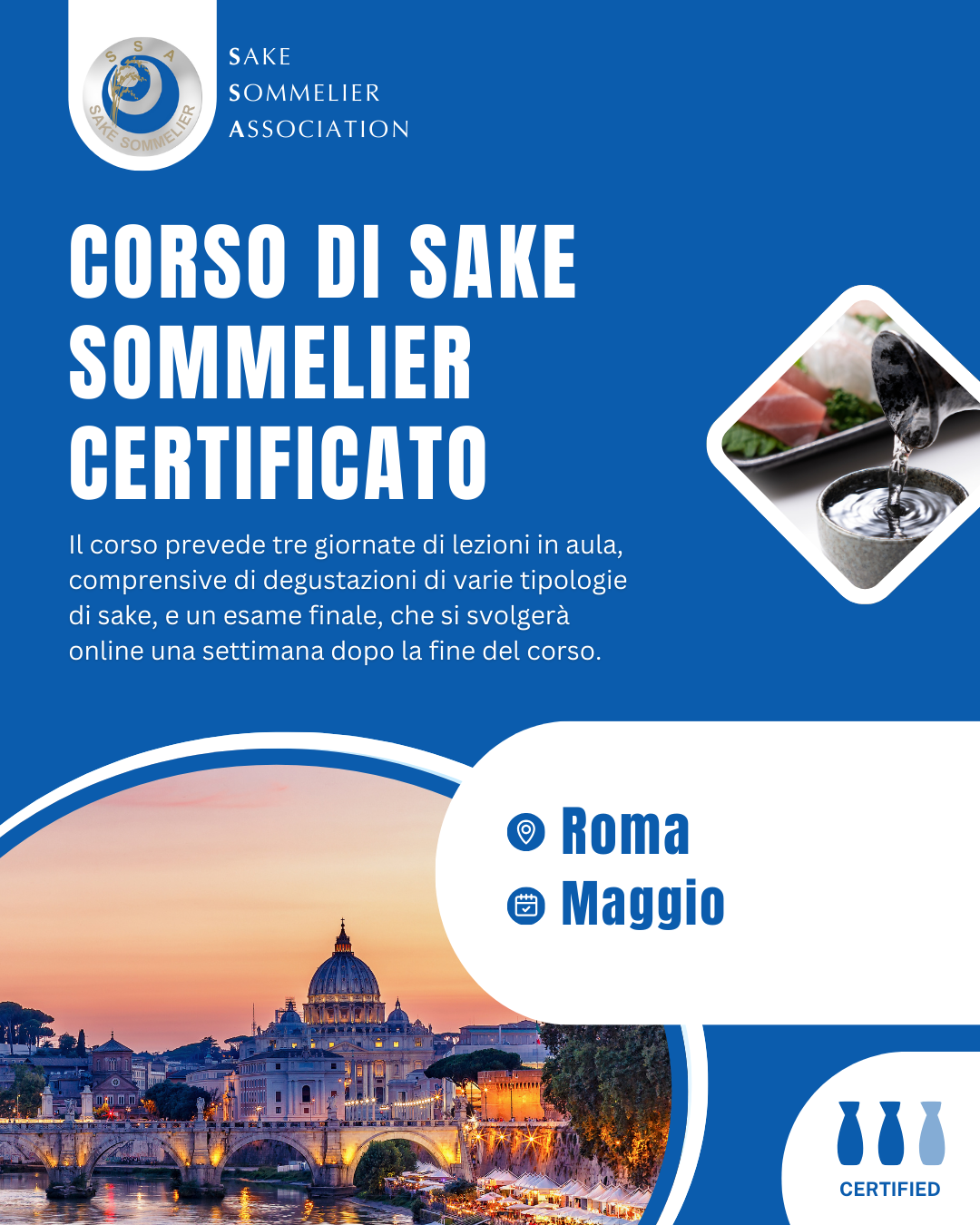 Corso di Sake Sommelier Certificato - Maggio 2026, Roma